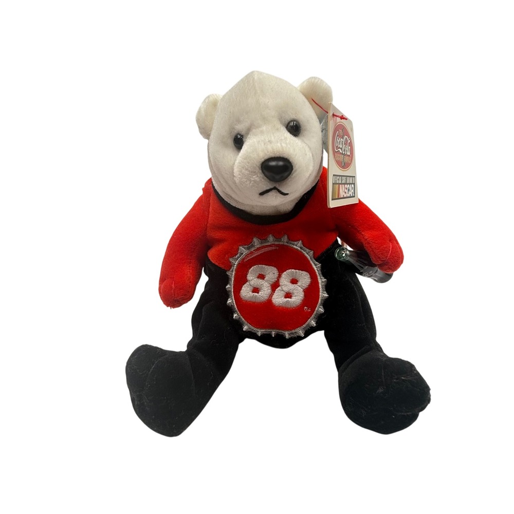 NASCAR Coca-Cola Racing Family Dale Jarrett 88 Polar‎ Bear Plush Team Beans 2002